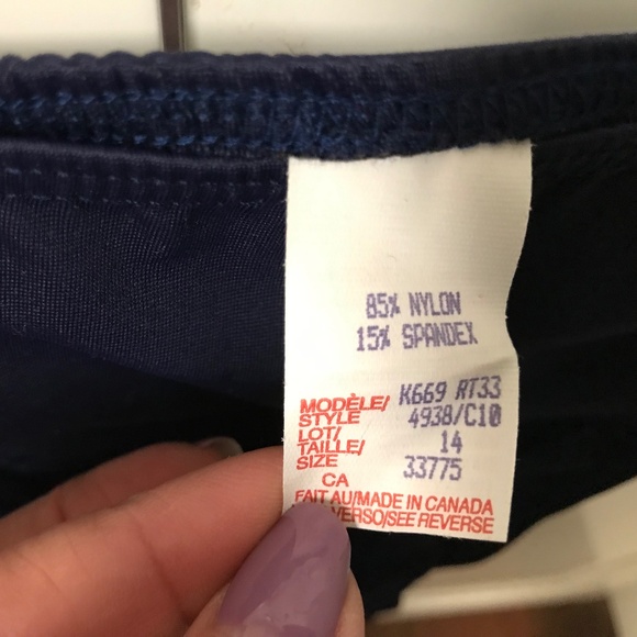 Roots Swim NWT Girls 2 Piece Tankini Swimsuit US 14 Navy  Blue - Picture 5 of 7